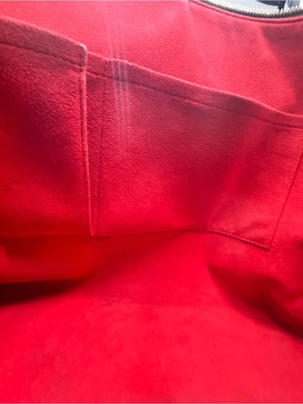 Authentic Louis Vuitton Saleya MM Damier Ebene Tote Bag Red Interior